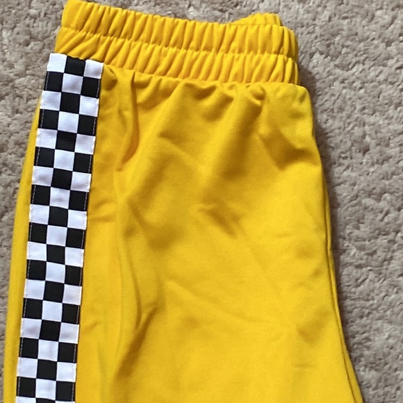 Yellow Checkered Lounge Jogger Sweatpants S - Picture 2 of 7
